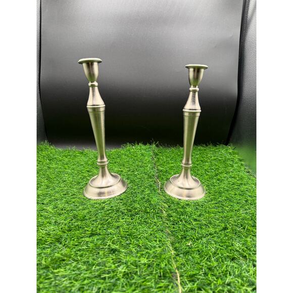 Biedermann & Sons Pewter Candlestick Holders – Set of 2 - 9.75” - Picture 2 of 8